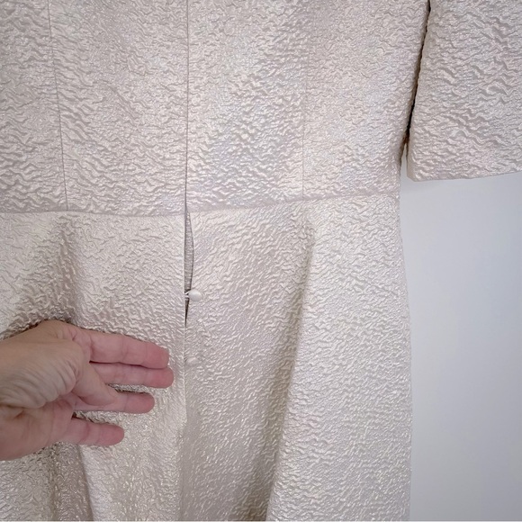 Rickie Freeman Teri Jon METALLIC JACQUARD OFF THE SHOULDER  PLEATED DRESS - Picture 10 of 15